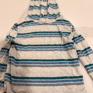 Little Sleepies Blue and Gray Striped Hoodie shirt